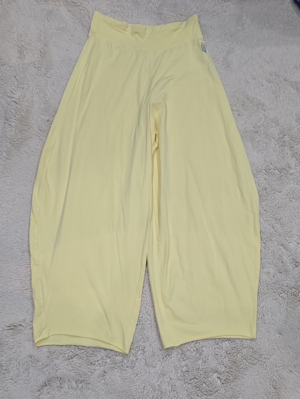 Free People Pale Yellow Wide-Leg Sweatpants